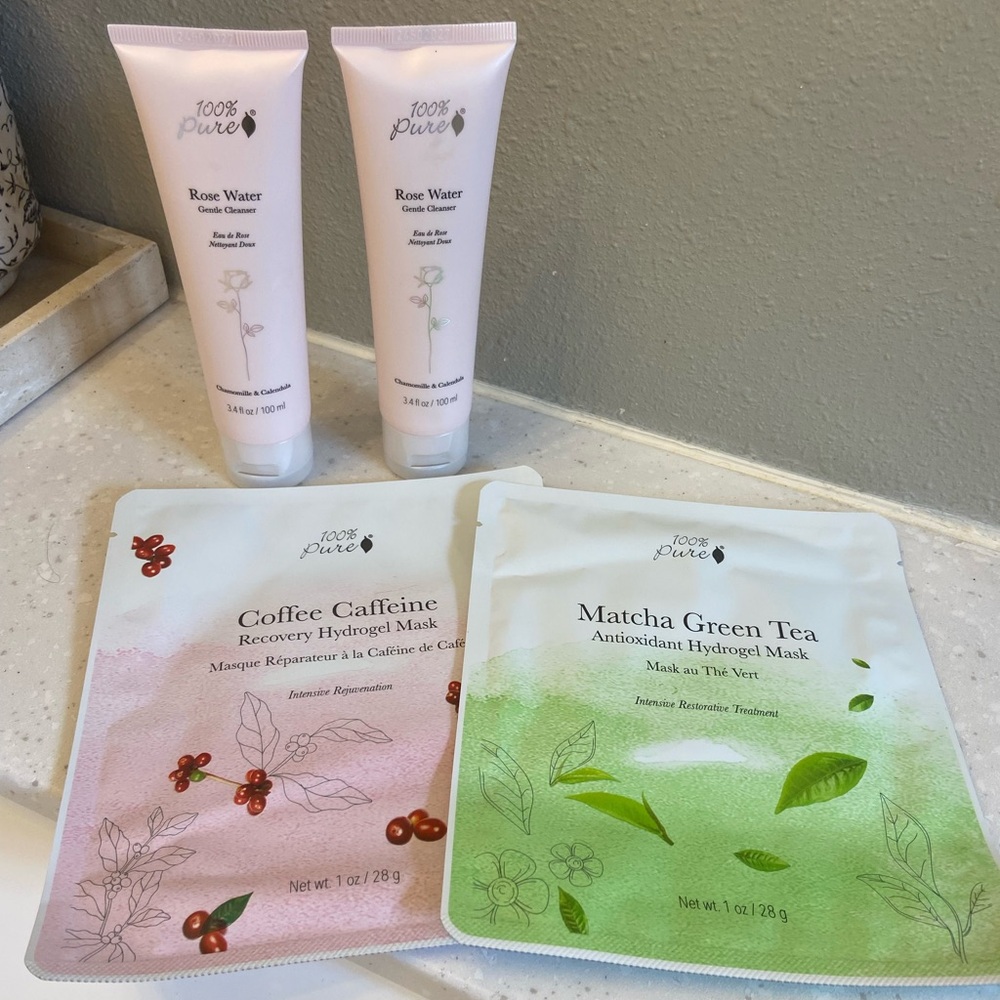 LAST CHANCE. 100% Pure Skincare Set with Rose Water and Hydrogel Masks